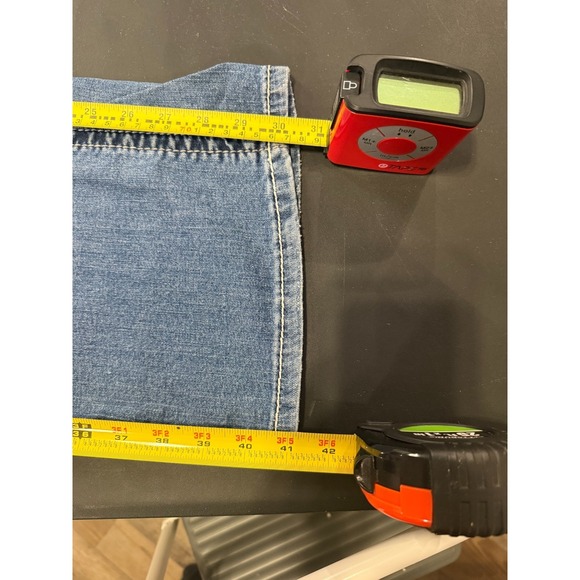 Levi's 524 Too Superlow Jeans Womens 11 Medium Blue Bootcut Distressed - Picture 4 of 11